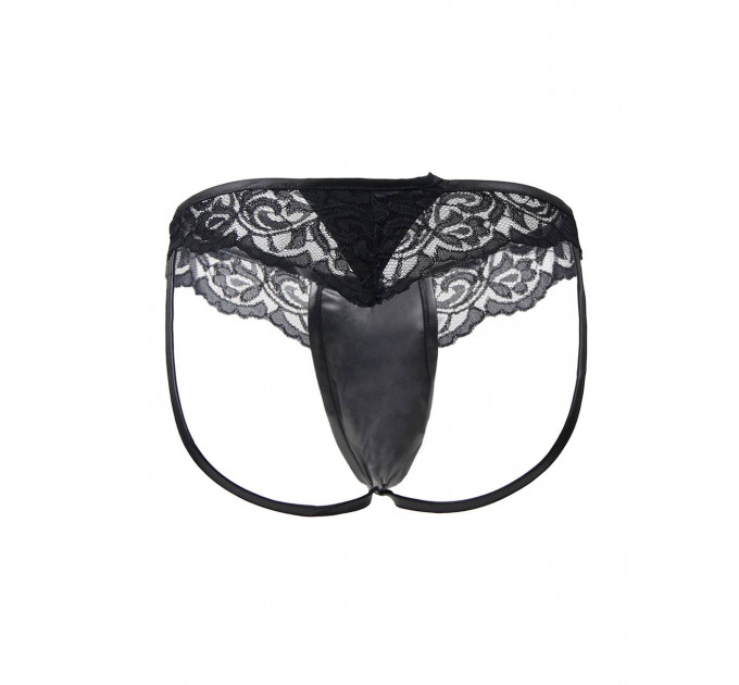 Сексуальные мужские трусы Star Night из экокожи с кружевом, черные, XS