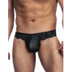 Сексуальные мужские трусы Star Night из экокожи с кружевом, черные, XS