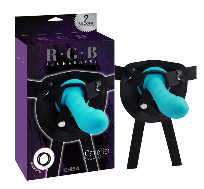Жіночий страпон Chisa R.G.B Sex Harntss Cavelier з фалоімітатором блакитного кольору