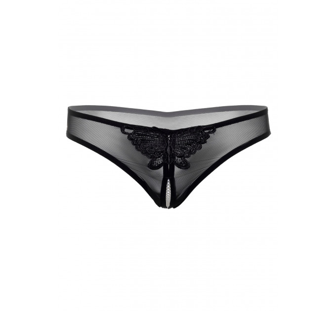 Трусики с жемчужинами и аппликацией в виде бабочки Daring Intimates, черный, S/M