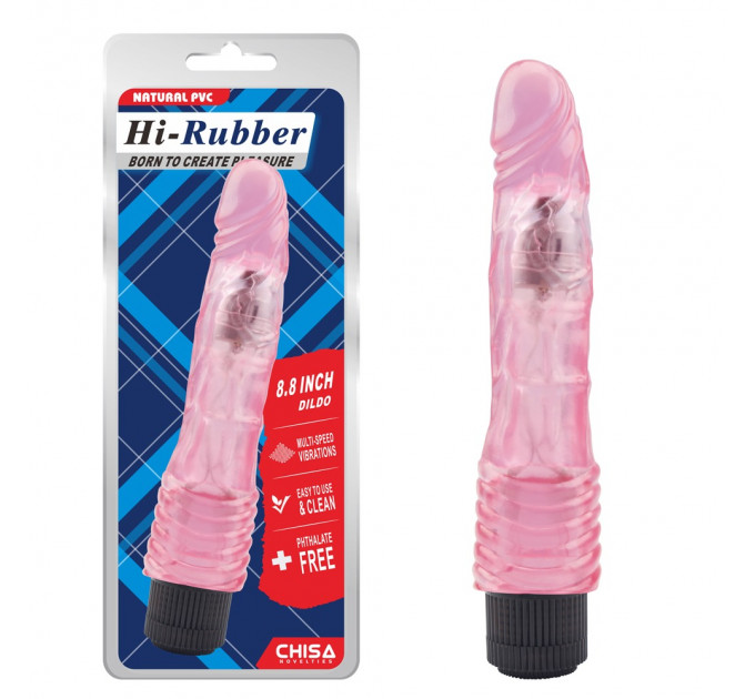 Вибромассажер гелевый на батарейках Chisa Hi-Rubber Jelly, розовый