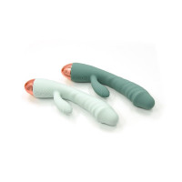 Вибратор рельефный с клиторальным отростком Sweet Em Velvet Lure. бирюзовый, 20.5 х 4 см