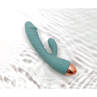 Вибратор рельефный с клиторальным отростком Sweet Em Velvet Lure. бирюзовый, 20.5 х 4 см
