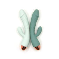Вибратор рельефный с клиторальным отростком Sweet Em Velvet Lure. бирюзовый, 20.5 х 4 см